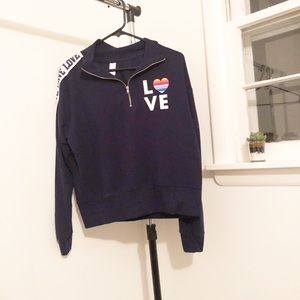 “LOVE” QUARTER ZIP SWEAT TOP